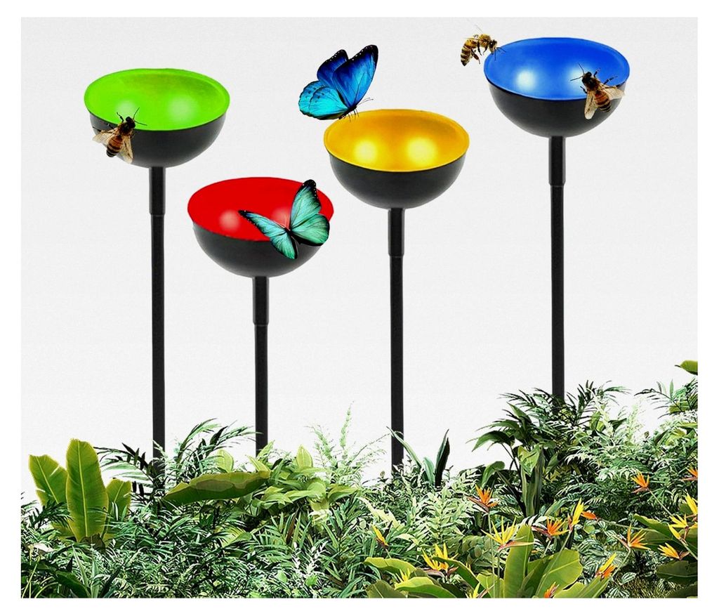 Bienentränkestationen, Bienenfutterpfähle, Becherförmige Bewässerungsstationen - 4 Stück Skulpturenstecker, Gartendekoration, rostfrei für di...