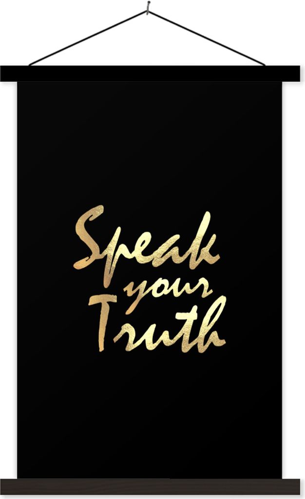 MuchoWow Textilposter Zitat - Zuversicht - Gold 40x60 cm mit schwarzem Rahmen - Wanddekorationen