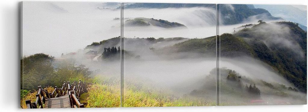Bild auf Leinwand - Leinwandbild - Asien schönheit berg landschaft - 120x40cm - Wand Bild - Wanddeko - Leinwanddruck - Bilder - Kunstdruck - Leinw...