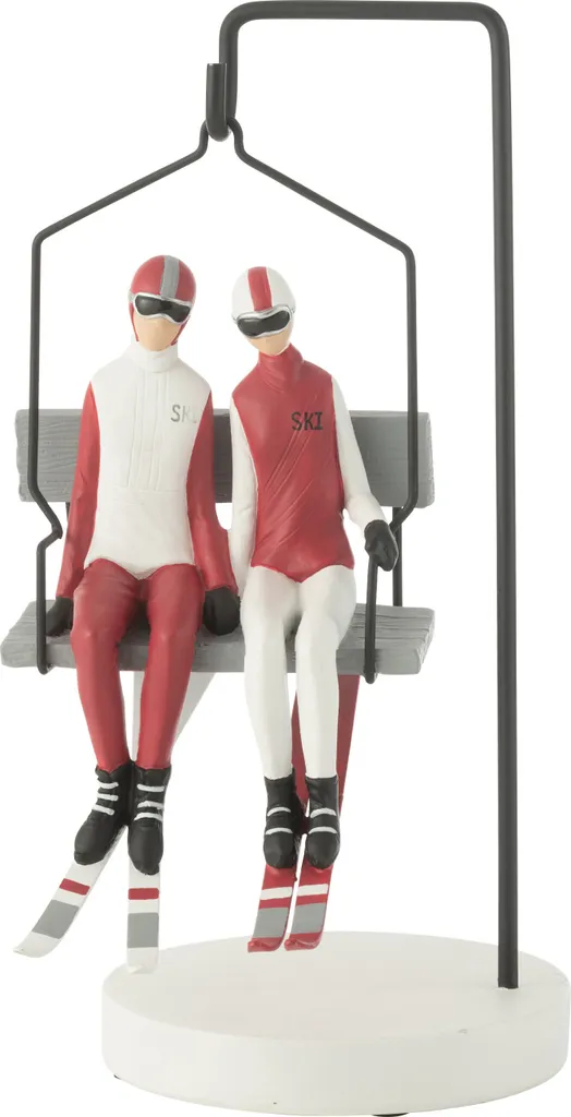 Skis Décoratifs de Télésiège en Résine Haute Qualité Rouge et Blanc