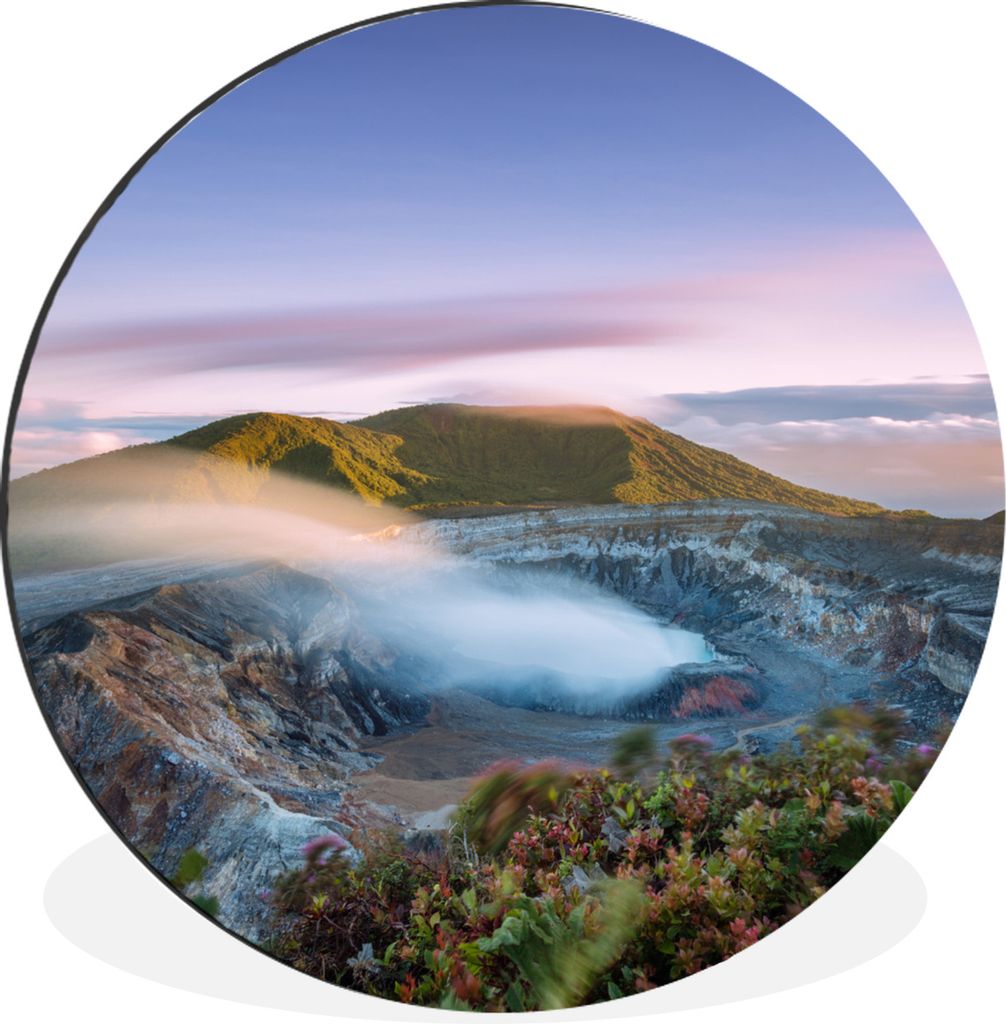 MuchoWow Aluminium Wandkreis Vulkan Poas bei Sonnenuntergang in Costa Rica Ø 90 cm Wanddeko Modern Wohnzimmer - Mauerkreis - Wandbilder - Runde ...