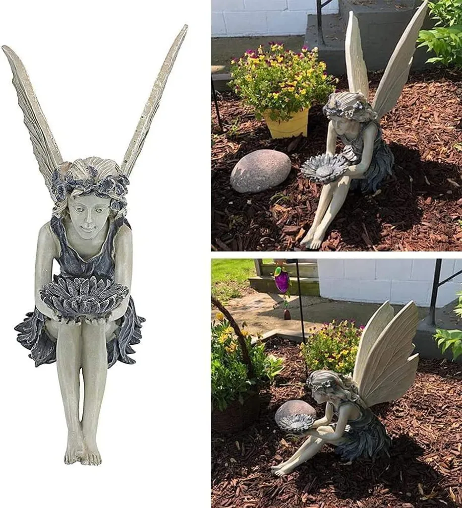 Statue Fée magique de jardin - Figurine décorative en résine extérieure