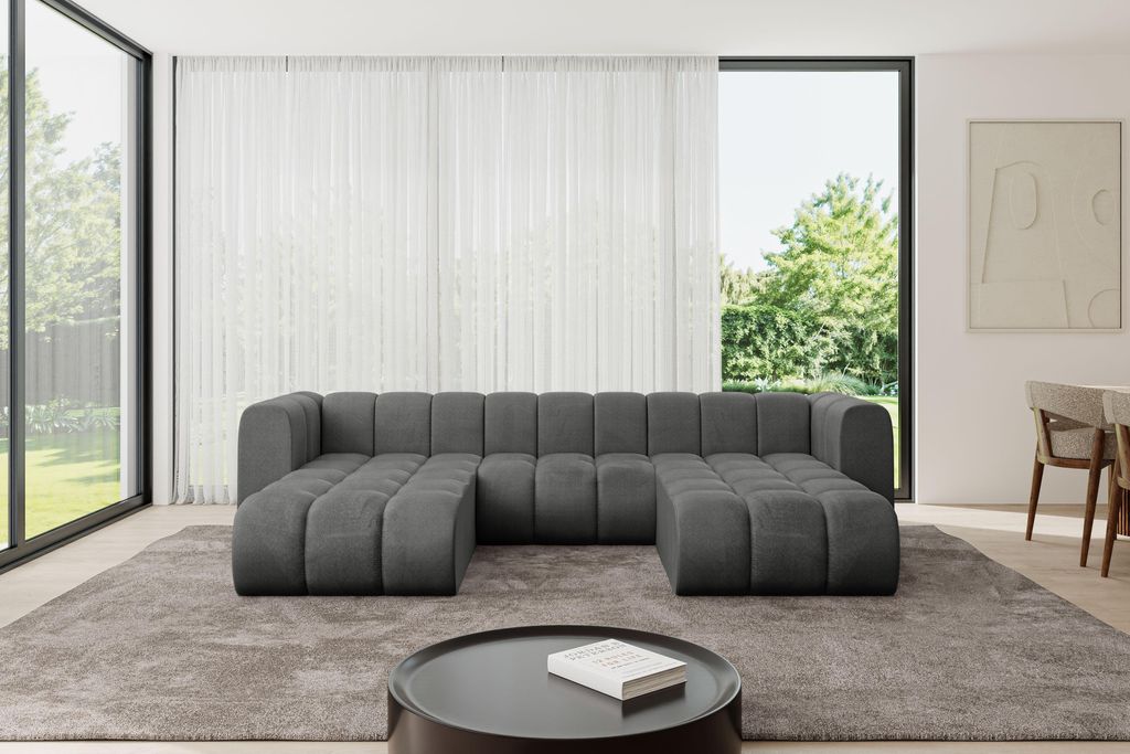 ALTDECOR Modulares Sofa Ecksofa in U-Form - Joren-U1 - 319x177x70 cm Dunkelgrau - Corner modular Sofa Eckcouch Couch Wohnlandschaft Cauchsofa Boden...