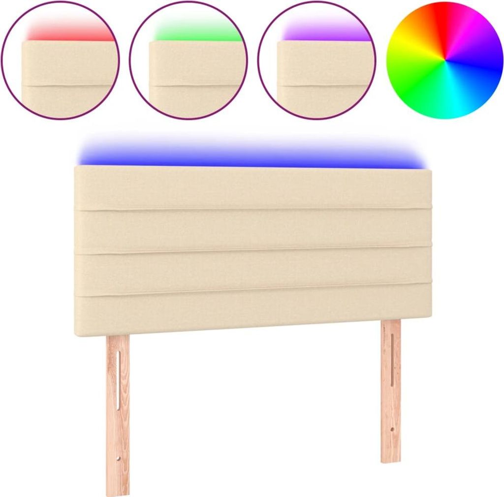 vidaXL LED Kopfteil Creme 90x5x78/88 cm Stoff