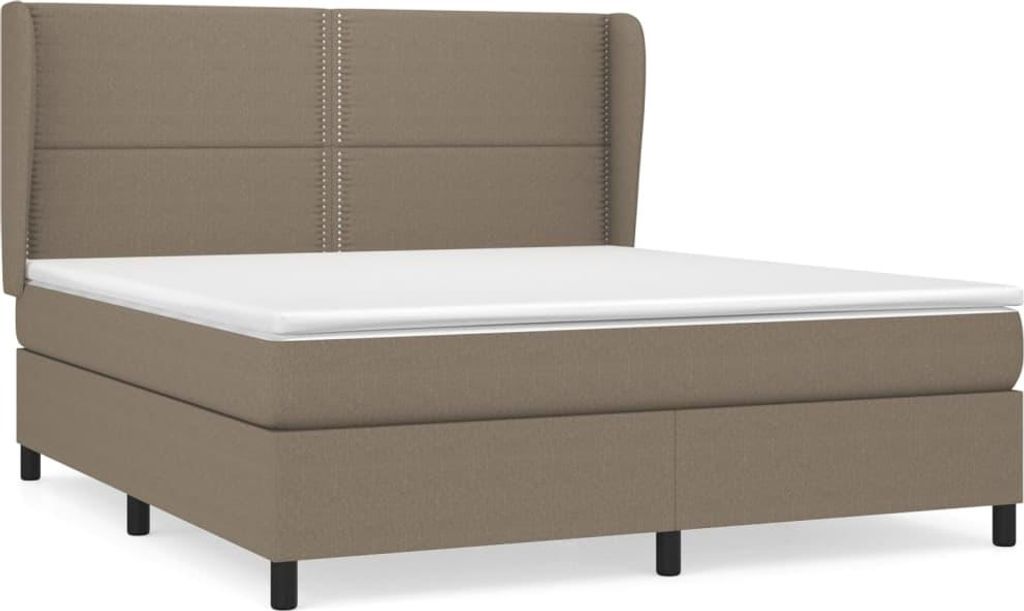 vidaXL Boxspringbett mit Matratze Taupe 180x200 cm Stoff
