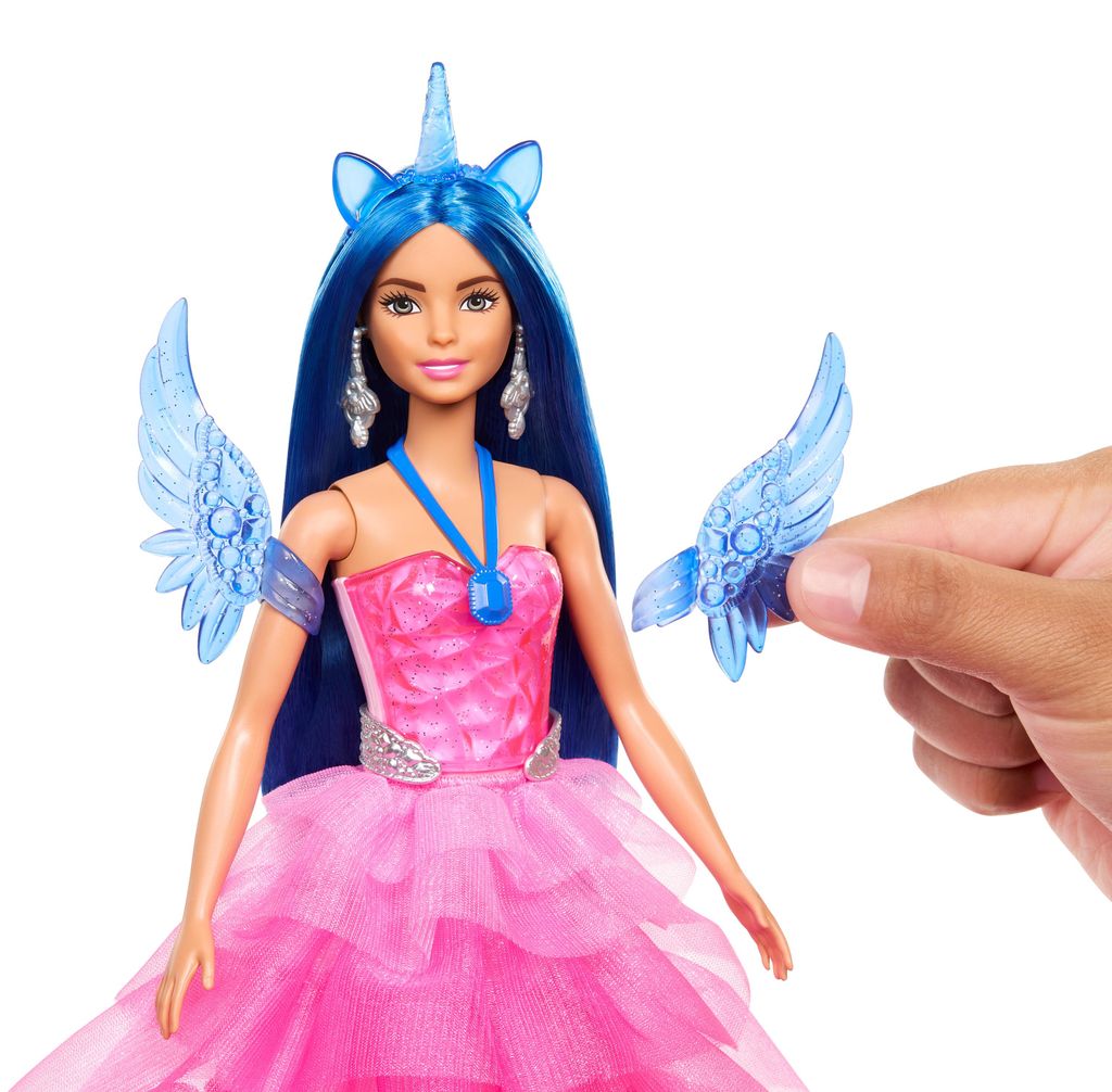 Barbie Saphire Puppe mit Einhorn (mit blauen Haaren und Produktbild 