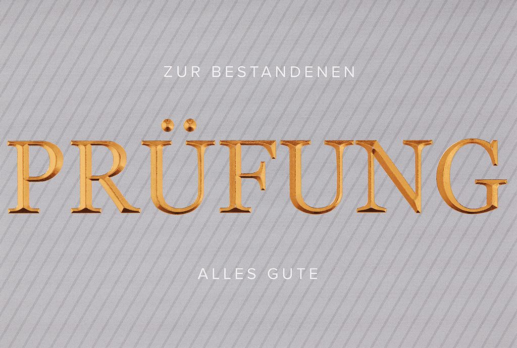 Prüfung - - Glückwunschkarte im Format 11,5 x 17 cm mit Produktbild 