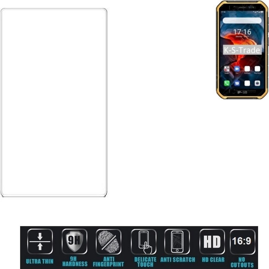 K-S-Trade Displayschutzglas kompatibel mit Ulefone Armor X7 Pro Hartglas Schutzfolie Glasfolie 16:9 Format, bedeckt keine Seitenbereiche