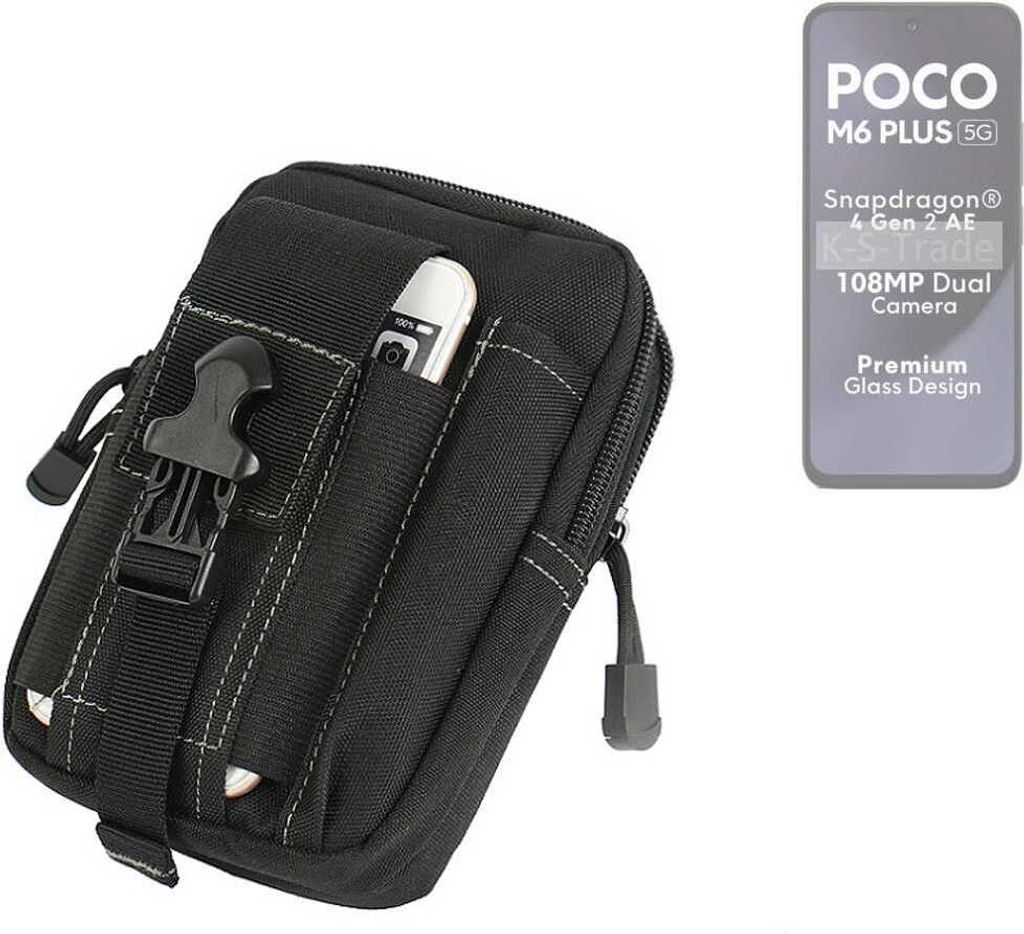 K-S-Trade Gürtel Tasche kompatibel mit POCO M6 Plus 5G Gürteltasche Holster Schutz Hülle Handy Hülle Smartphone outdoor Handy-Hülle schwarz