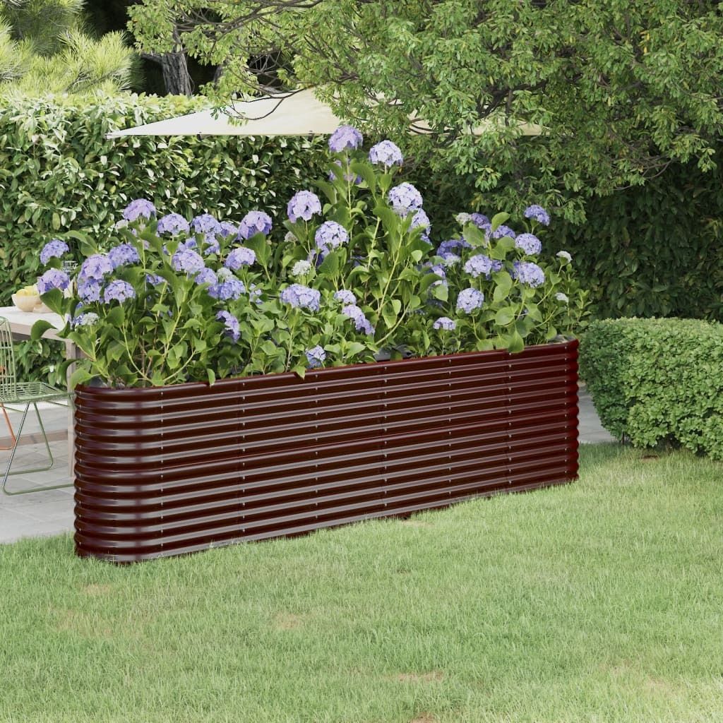 The Living Store Hochbeet Pulverbeschichteter Stahl 260x40x68 cm Braun