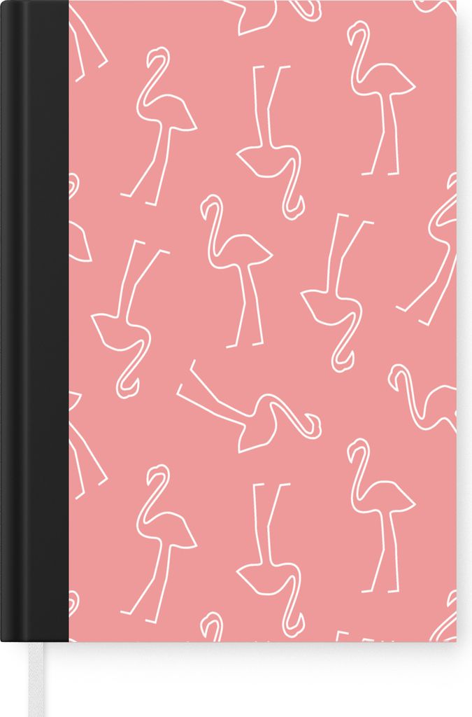 MuchoWow Notizbuch Tagebuch Haushaltsbuch Notebook A5 Flamingo - Linienkunst - Rosa - Muster - Notizblock - Notizheft - Notebook - Schreibblock -...