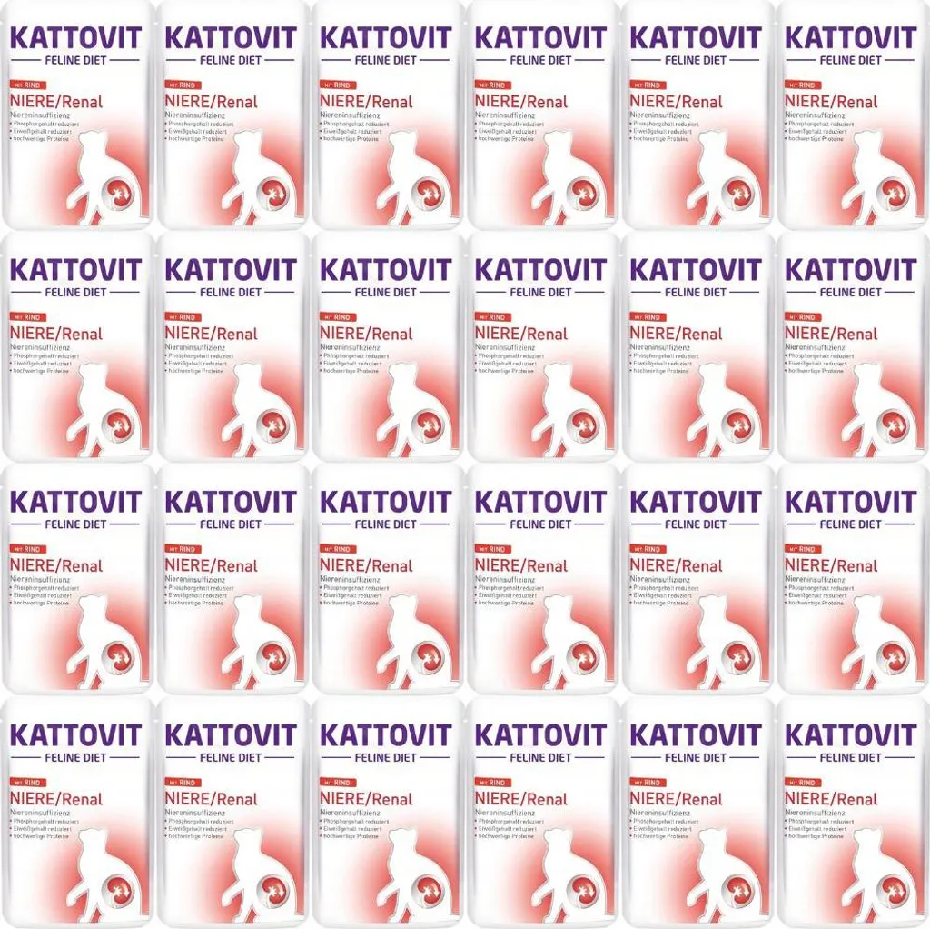 Kattovit Niere Rénal Bœuf 24 sachets 85g : faible phosphore et protéines