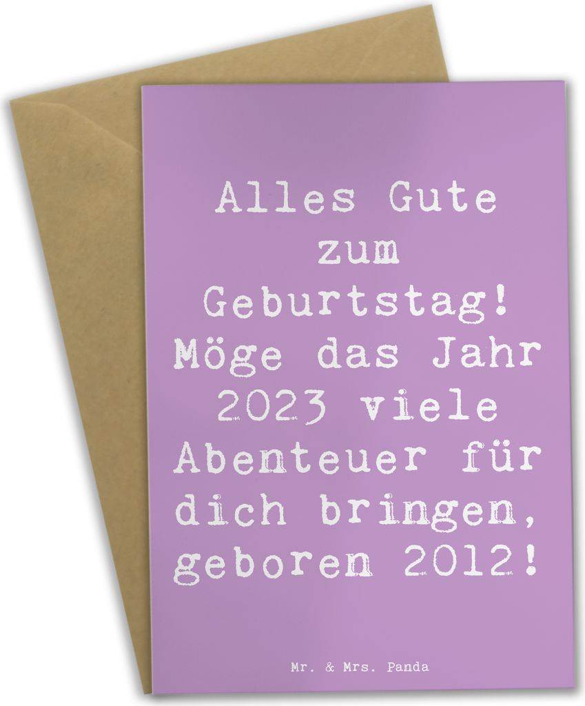 Mr. & Mrs. Panda Grußkarte Spruch 2012 Geburtstag - Lavendeltraum - Geschenk, Happy Birthday, Geburtstagsgeschenk, Geburtsjahr, babykarte, Jahr, h...