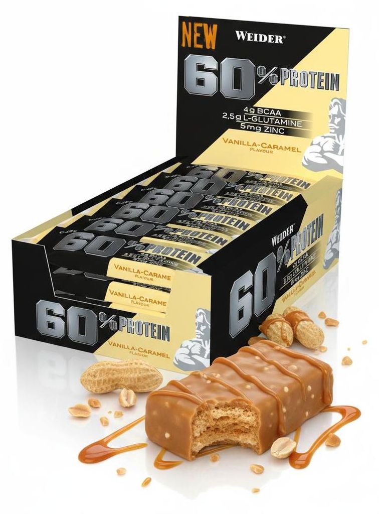 Weider 60% Protein Bar 45g Eiweiss Riegel Vanille-Karamell