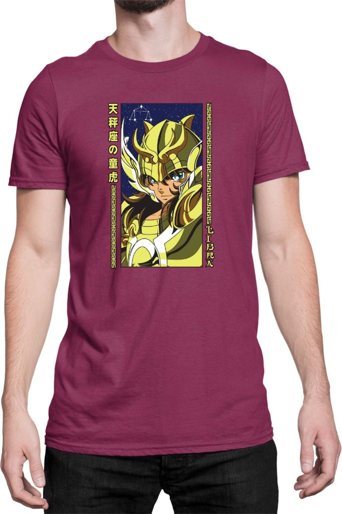 Herren T-Shirt Japan Anime Manga Saint Anime Seiya Libra Libra, Man XL / Burgundy