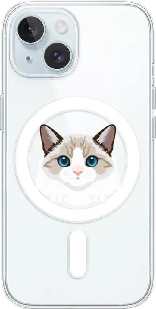 Custodia MagSafe iPhone 15 Plus Silicone Trasparente Gatto Birmano Flexi