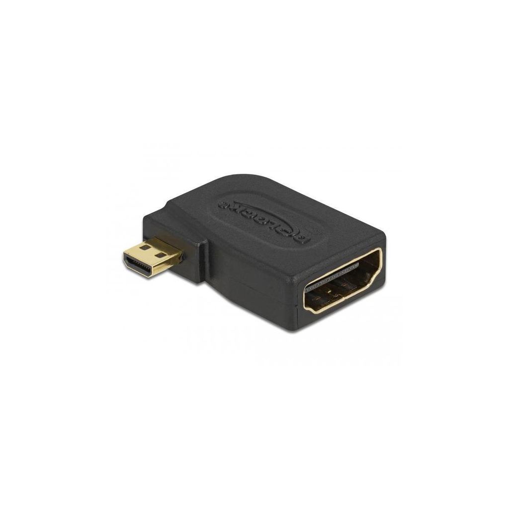 DeLOCK HDMI Adapter, Micro HDMI ha - HDMI Buchse, gewinkelt, schwarz