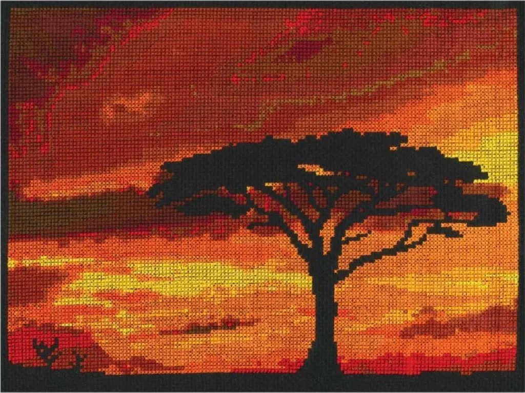 Kit broderie DMC Savane pour décoration murale - Point de croix 26x19,5cm
