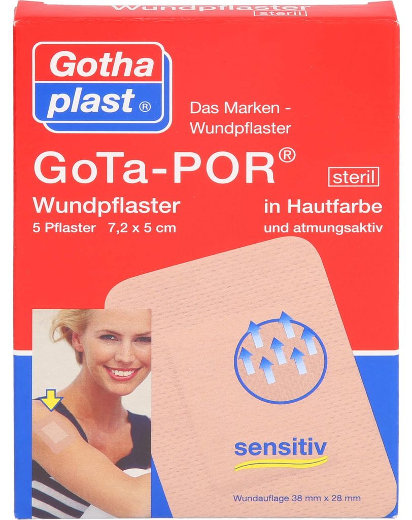 GoTa-POR Wundpflaster steril 7,2x5cm hautfarben, 5 St. Pflaster