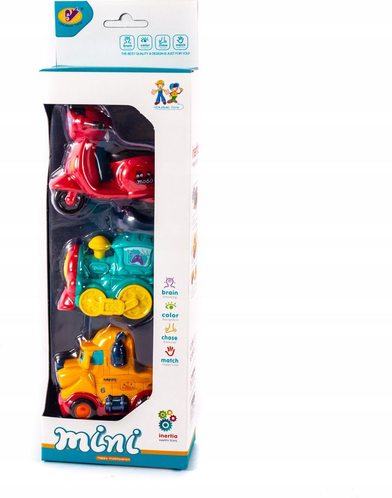 3er Set Spielzeugautos mit Antrieb - Bunte Fahrzeuge - Für Kleinkinder ab 18 Monaten