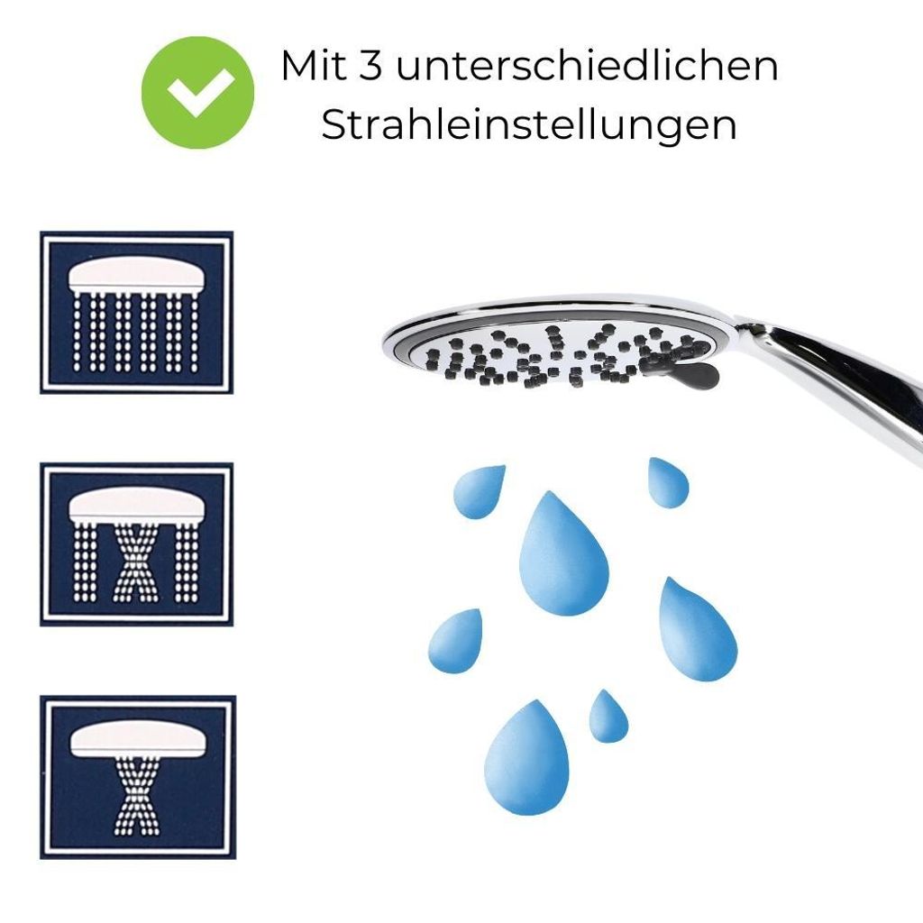 Superbreiter Duschkopf Mit 3 Funktionen, 15,2 Cm – Inkl. Handbrause & 2,4 M Edelstahlschlauch, Verchromt