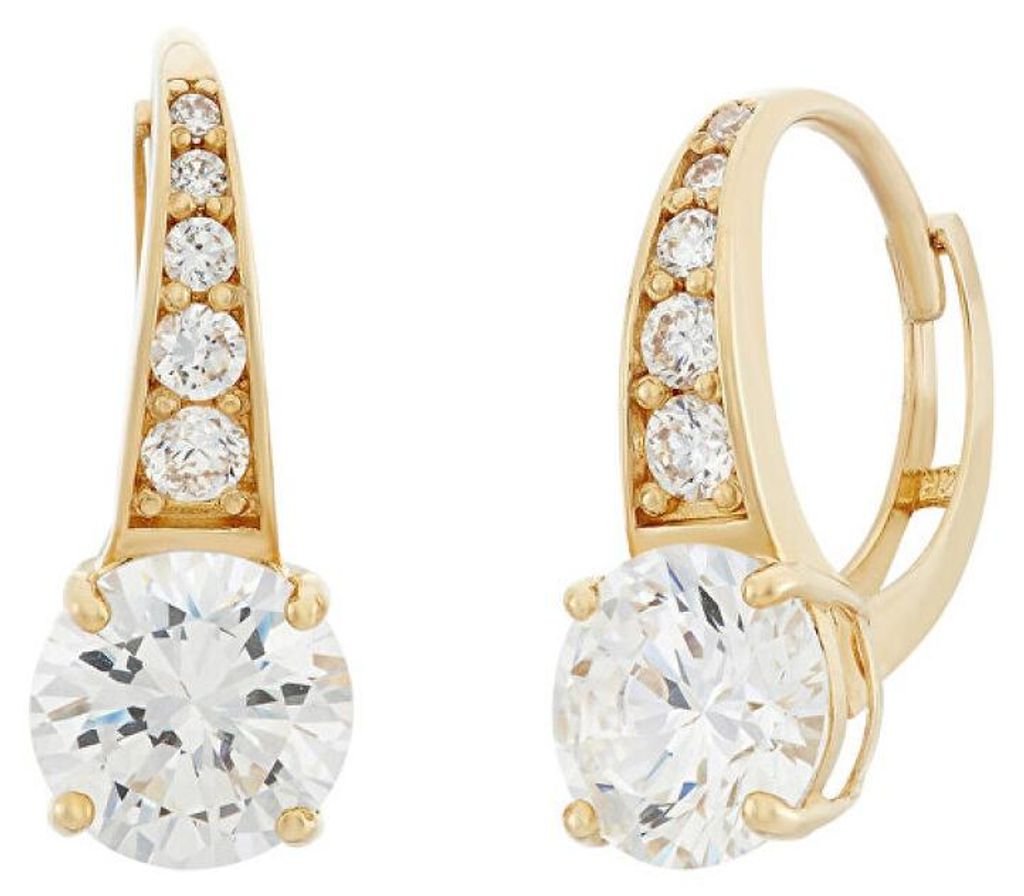 Gold plated earrings with clear zircons SVLE0974XH2GO00