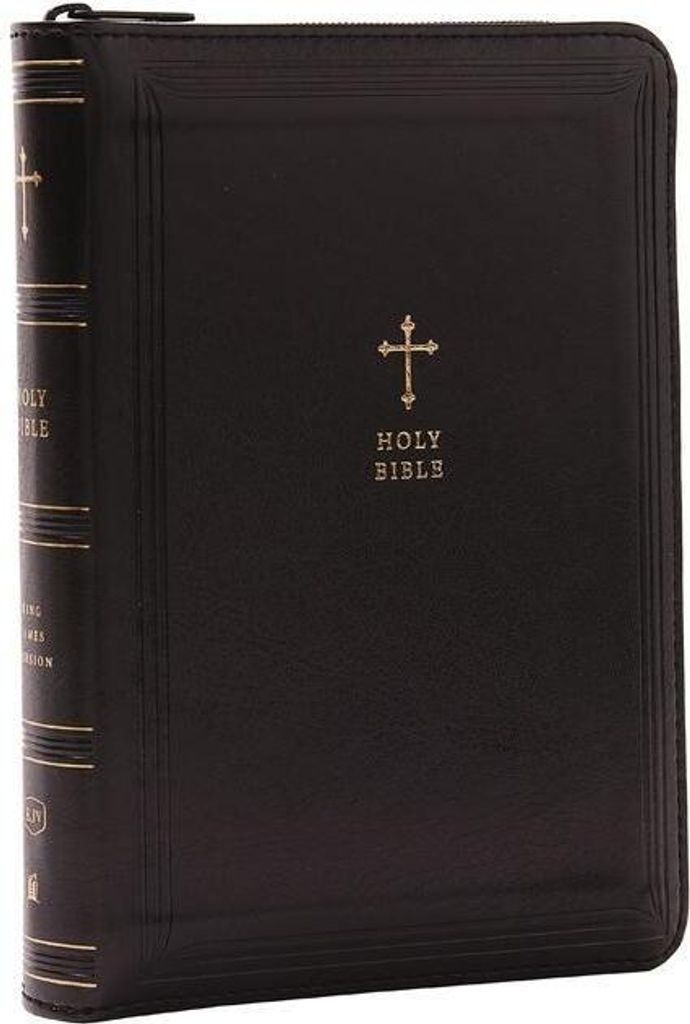 KJV Compact Bibel mit 43.000 Querverweisen, schwarzes Leder mit Reißverschluss, rote Schrift, Komfortdruck: Heilige Bibel, King James Version