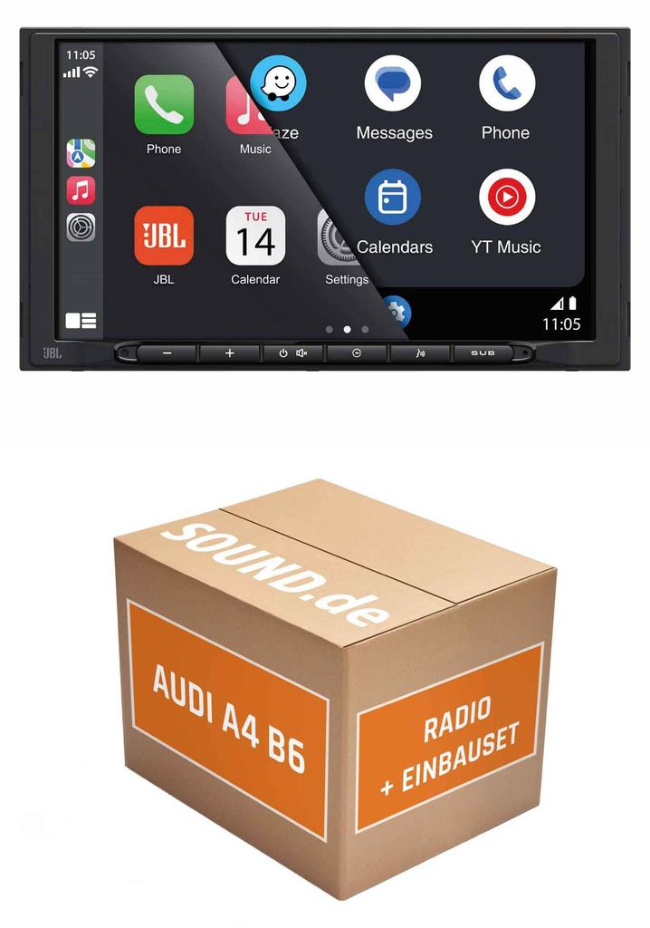 Autoradio Einbaupaket JBL Legend 700D für Audi A4 B6 + Navigation Plus + Bose CarPlay Wireless Android Auto Wireless