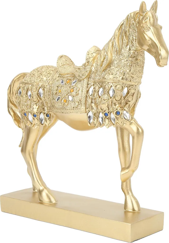 Statue Cheval Doré de Collection Figurine Animal Art Chic Modèle H32