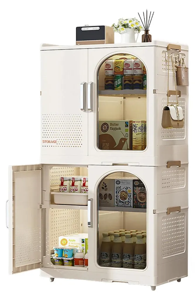 Armoire de cuisine et salon modulable vert pour rangement polyvalent