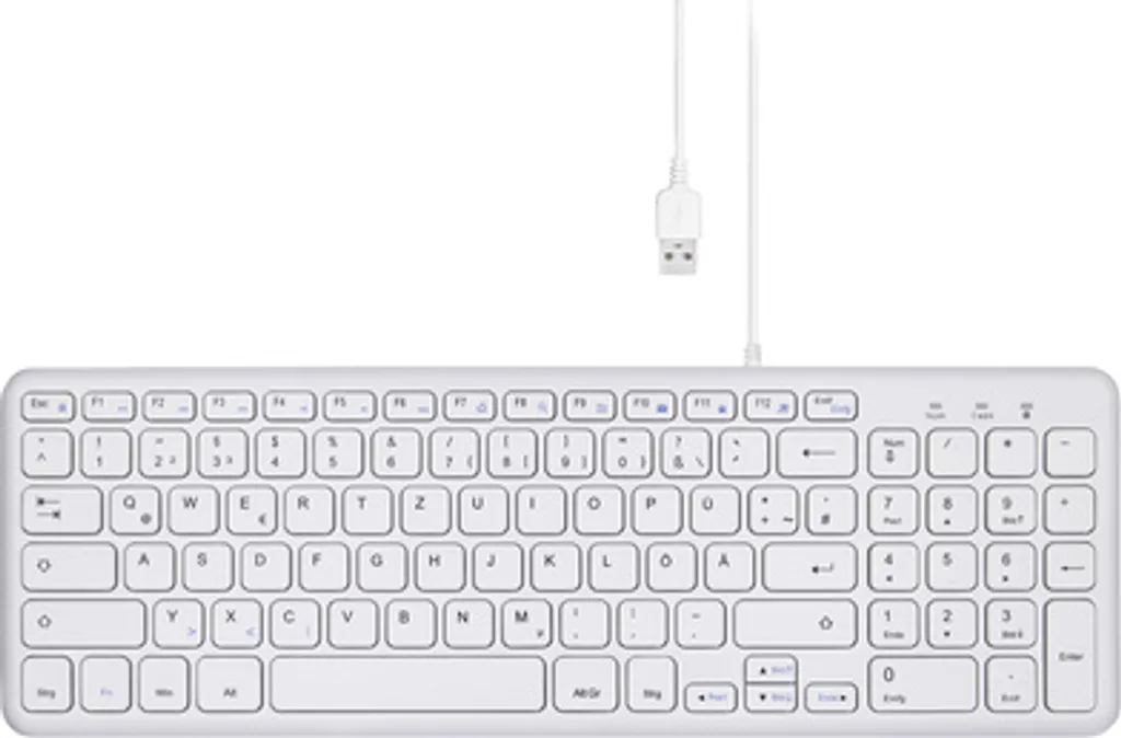 Clavier USB Allemand QWERTZ Perixx PERIBOARD-213 Blanc Compact