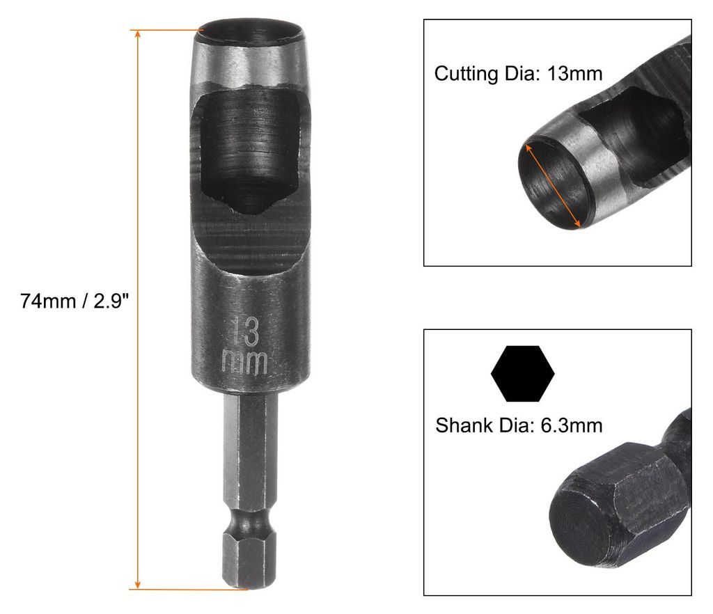 13 mm Lochstanzer fš¹r Leder, Locheisen mit 1/4 Zoll Sechskantschaft fš¹r Bohrer, Lochstanze Einzelstanze fš¹r Gš¹rtel Uhrenarmb?nd Papier ...