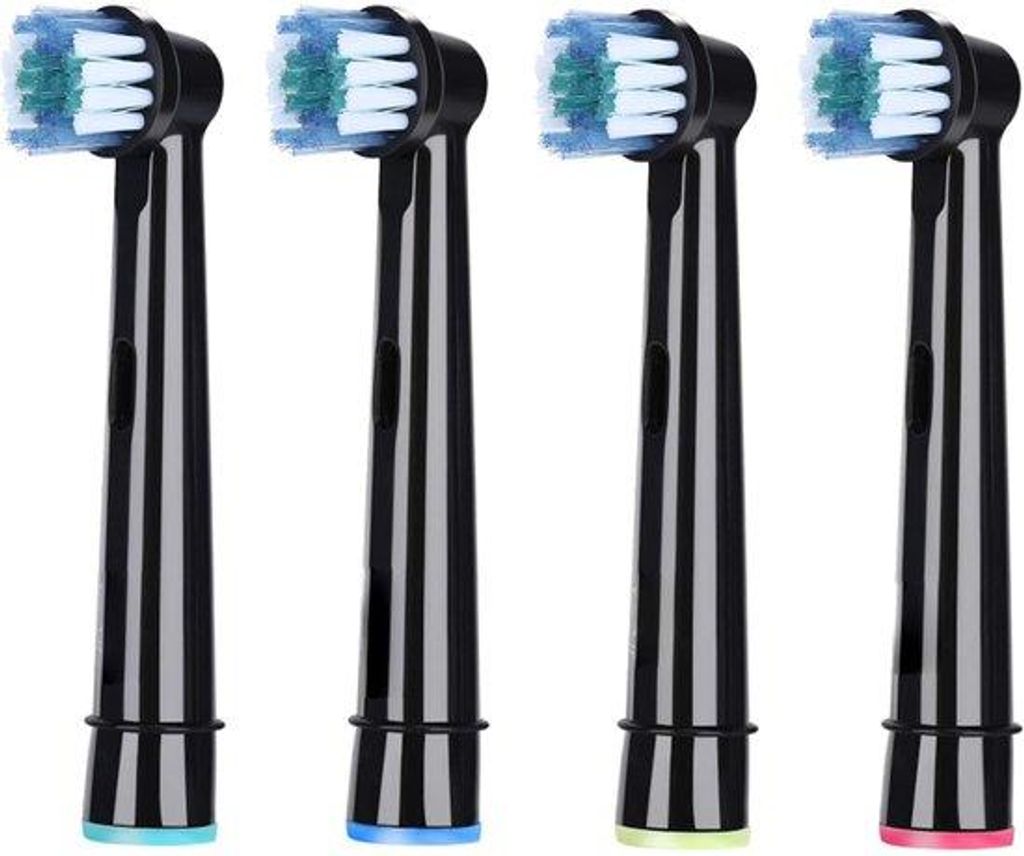 Elektrobürstenköpfe für Zahnbürsten - 4er Pack - sanfte Reinigung - schwarz - kompatibel mit Oral-B Geräten