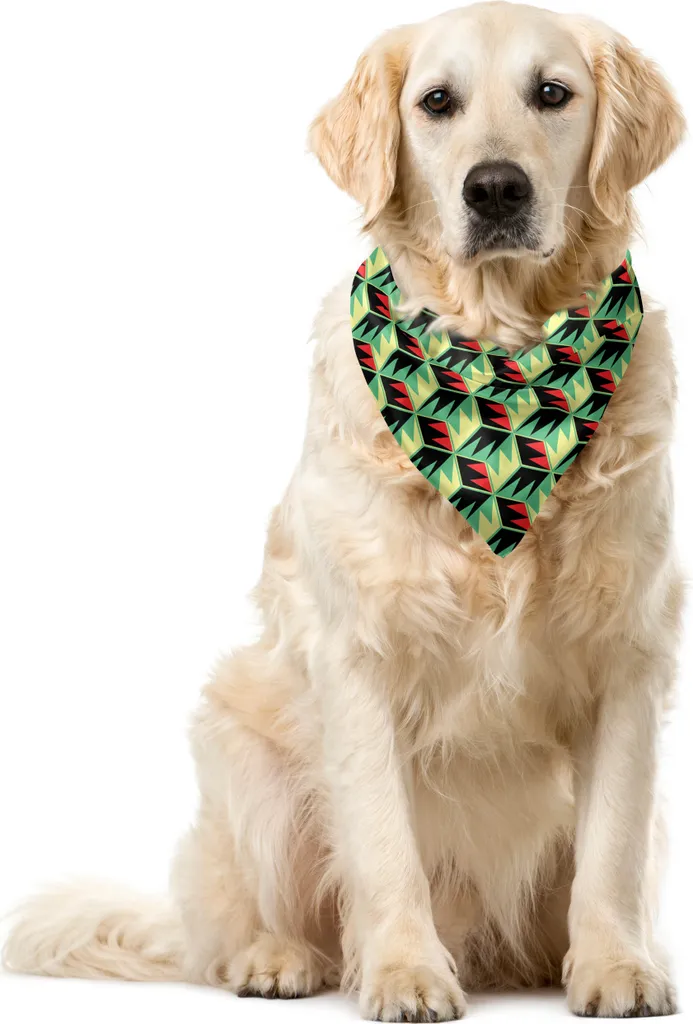 Bandana per Cani e Gatti ABAKUHAUS Mosaico Retrò Verde Giallo 55x55cm
