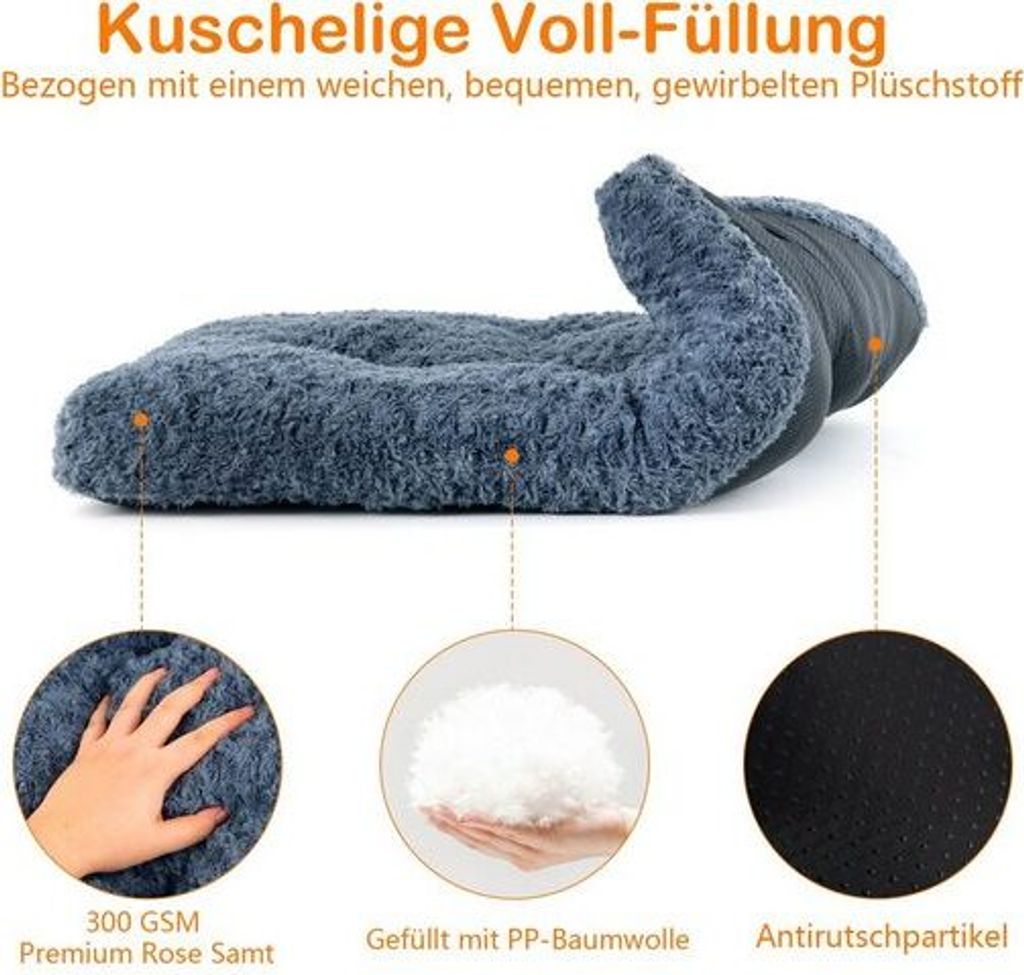 Magic Dog Hundebett – Größe L (ca. 106,7x71,1 Cm), Weich, Rutschfeste Unterseite, Maschinenwaschbar, Grau