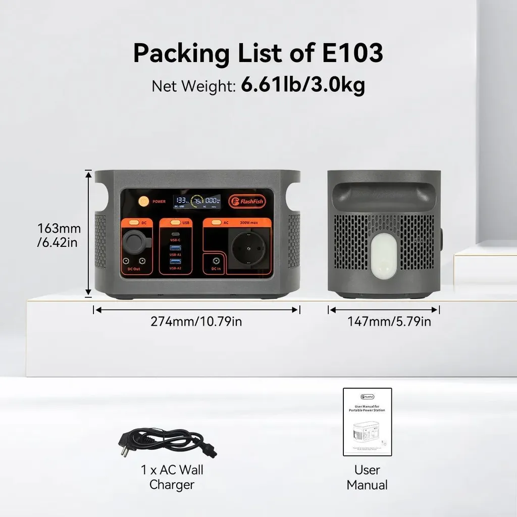 Station d'alimentation FF Flashfish E103 - Batterie 179,2 Wh Compacte