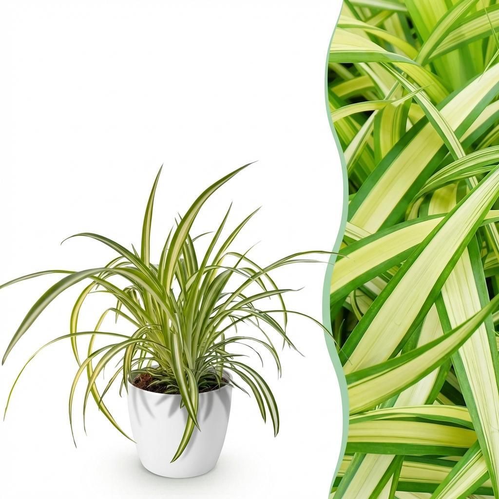 Green boutiQ - Zimmerpflanze - Chlorophytum comosum Variegatum - Bunte Graslilie - Haustierfreundliche Pflanze - Grün - 1 Pflanze - mit Potter Wei...