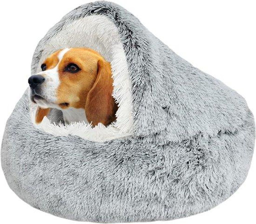 Beruhigendes Hunde-Bett, Weich, Grau, 65cm, Haustier-Kissen, Antirutsch