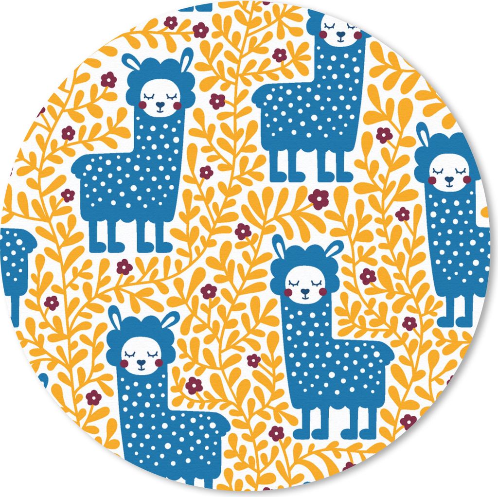 MuchoWow Mauspad Mousepad Mädchen - Lama - Pflanzen - Schnittmuster - Mädchen - Kinder - Mädchen 40x40 cm - Mousepads - Maus Mat - Pad - Mausu...