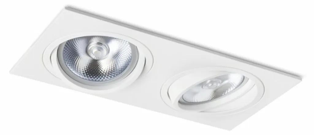 Spot de plafond double G53 Pasadena Blanc Carré 2x50W 12V Rendl