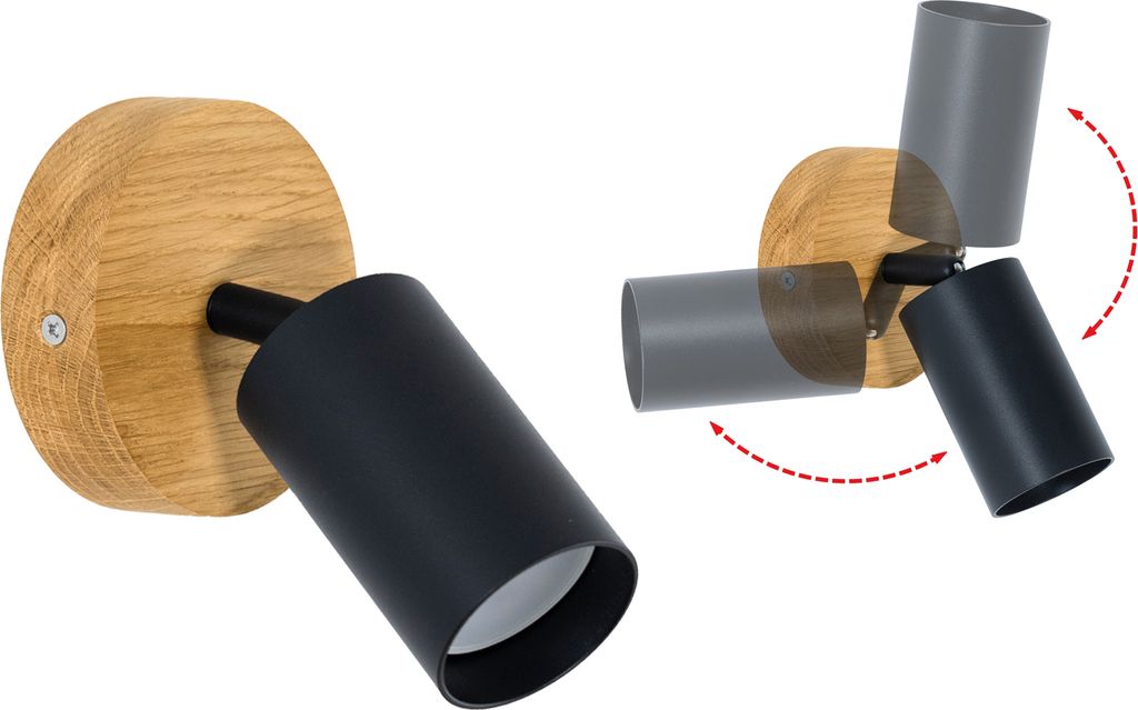 LED Wood | Deckenstrahler 1 Flammig Schwenkbar Handgefertigte Spots Deckenleuchte aus Eiche Oval 10cm Strahler Deckenlampe Holz GU10 Spotlight Lampe