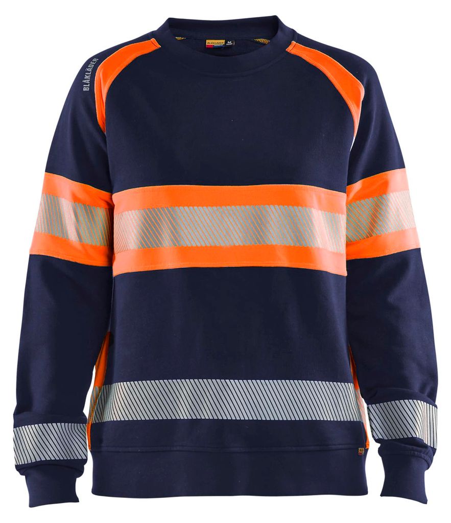 Blakläder Damen High Vis Sweatshirt 3409, Farbe:Marineblau/Orange, Größe:XXL