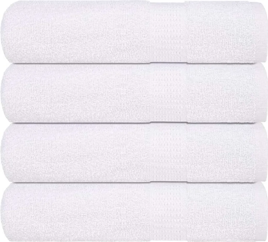 Set 4 Asciugamani Doccia Grandi Bianchi 70x140 cm Cotone Economico