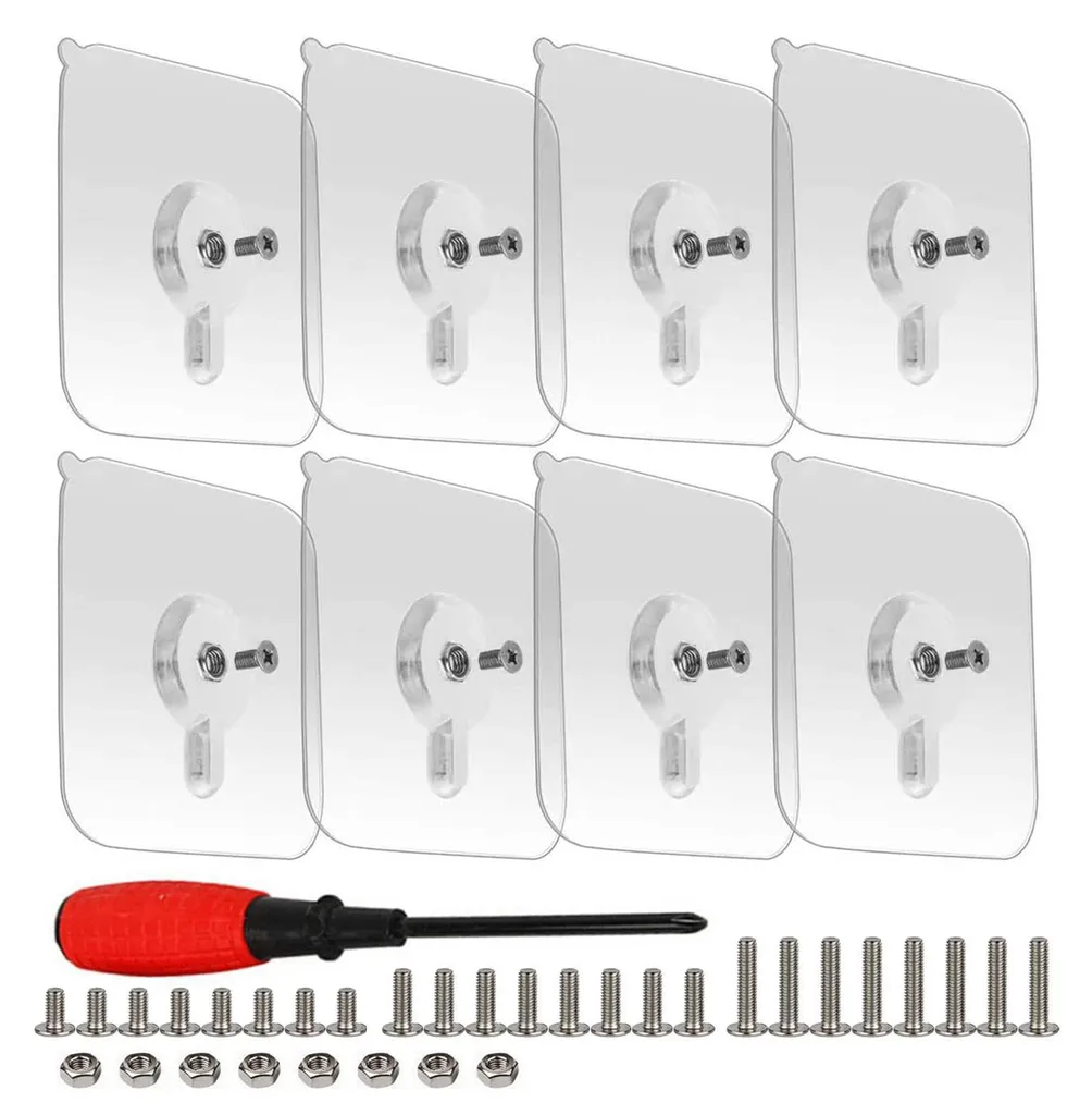 Support mural autocollant pour cuisine et bain - Chevilles sans trous x8