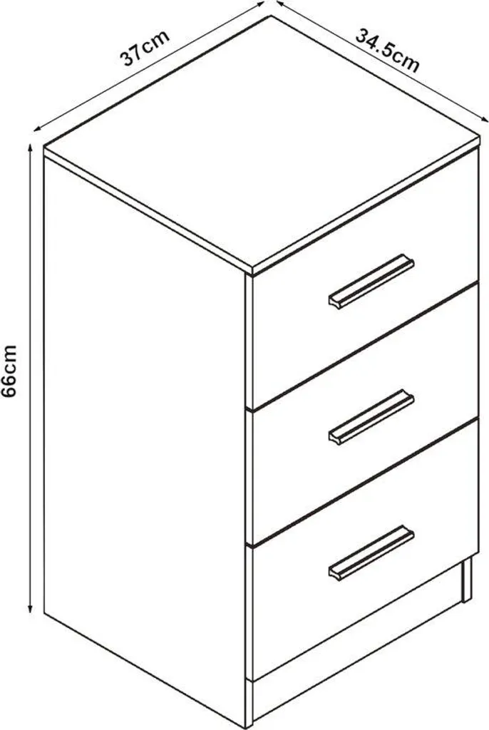Table de chevet pour lit haut avec 3 tiroirs de rangement blanc brillant