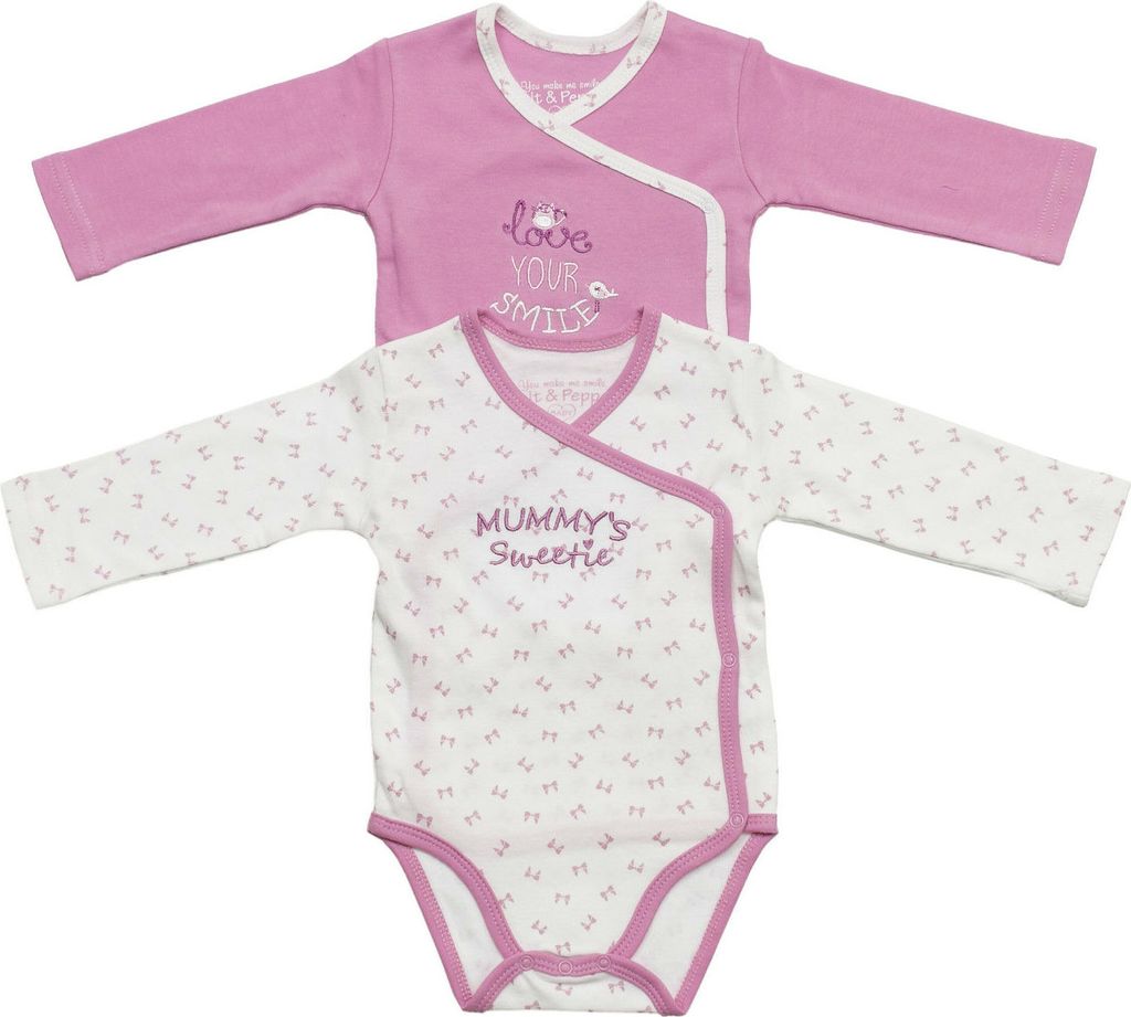 Salt & Pepper - Mädchen Babybody langarm 2er-Pack * Love allover Gr. 62