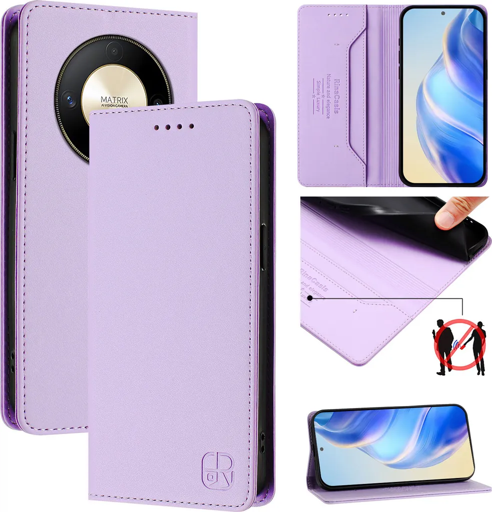 Custodia in pelle per Honor X9b / Magic6 Lite, flip case con slot per carte, portafoglio e supporto Viola