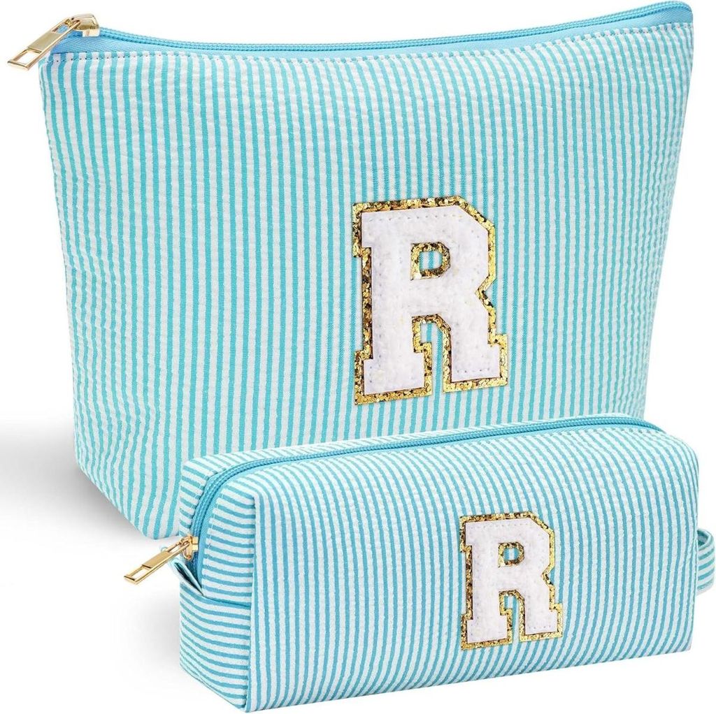 INF 2-teiliges Reise Make-up Tasche Set mit Buchstabe R, Oxford Stoff