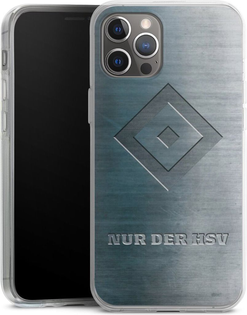 DeinDesign Handyhülle für Apple iPhone 12 Pro Max Silikon Hülle Case Smartphone Schutzhülle HSV Hamburger SV Metallic Look