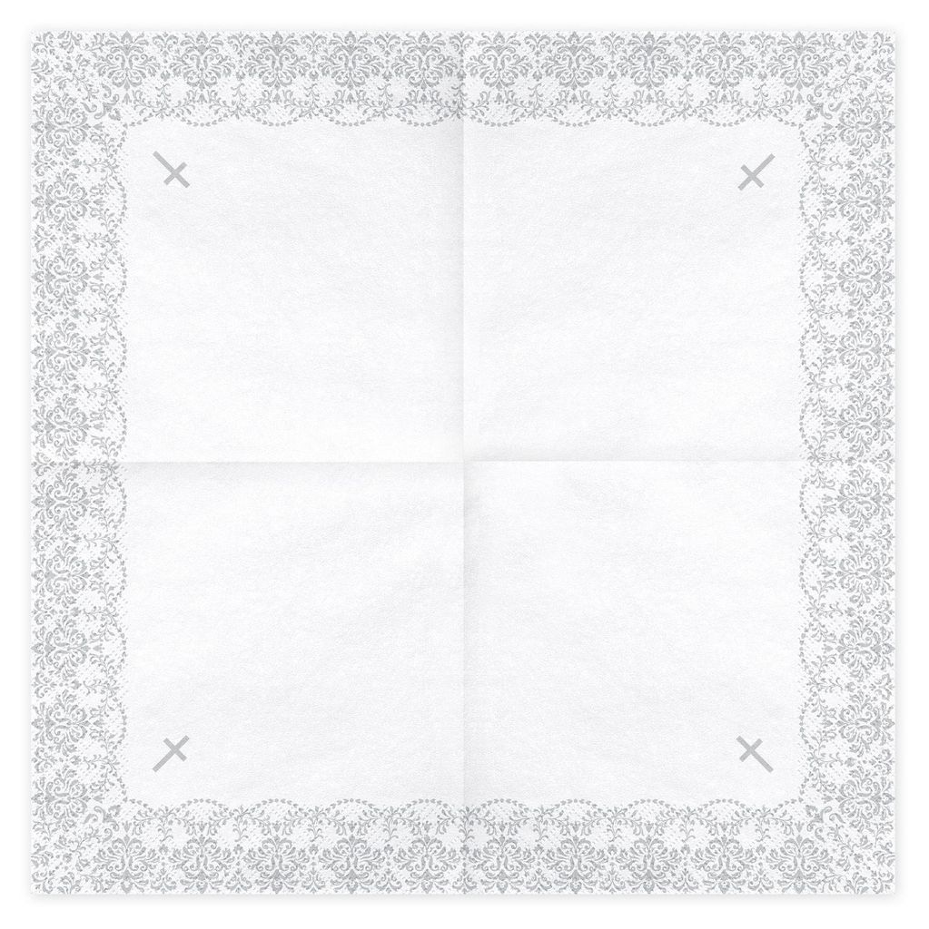 Servietten Papier 33x33cm mit Ornamente Motiv 20 Stück Weiß / Silber